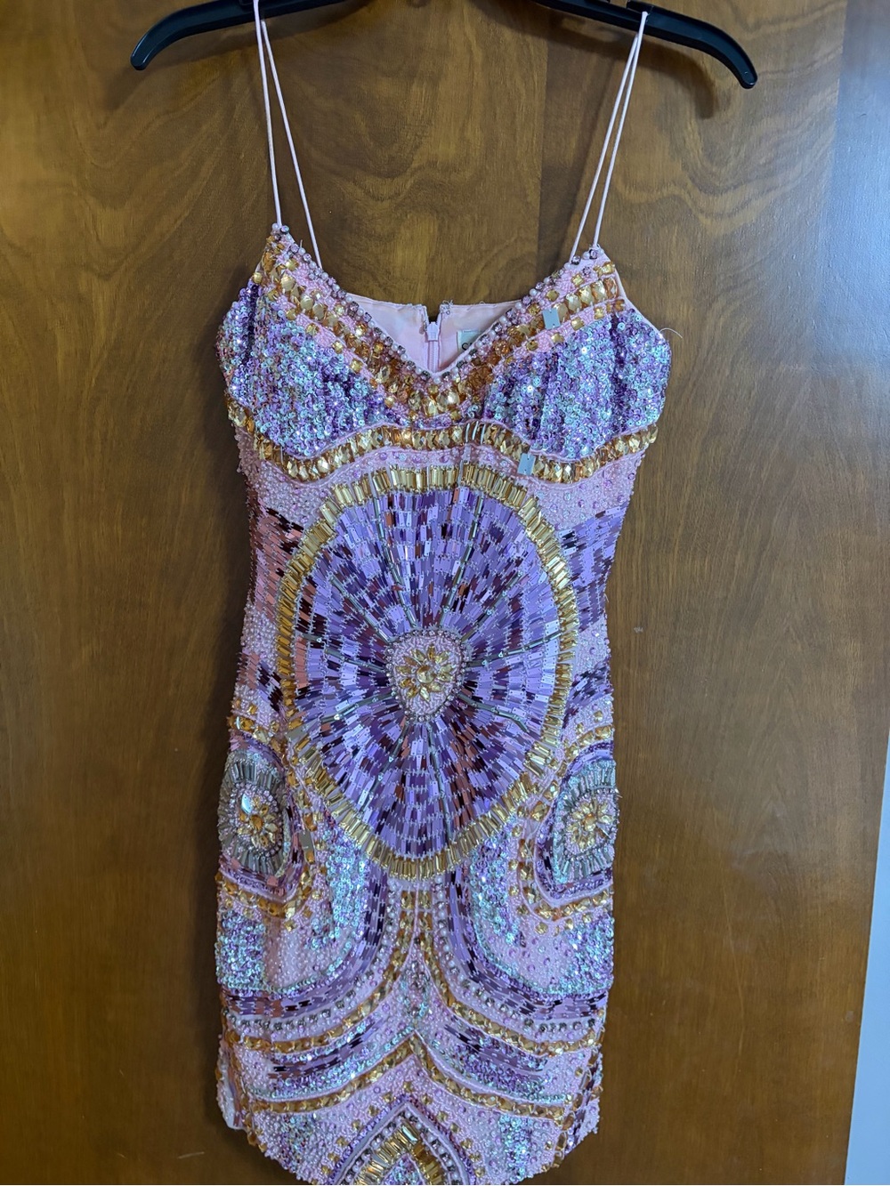 Sherri Hill Embellished Pink Sequin Mini Dress - Spaghetti Strap